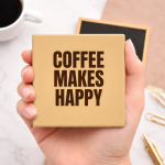 Fridge Magnet Kulkas Square Quetos Coffee Makes Happy